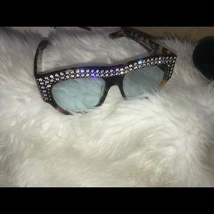 Oversize acetate sunglasses with crystals